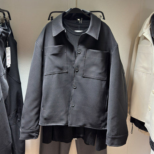 ZA男装翻领秋季宽松衬衫夹克外套