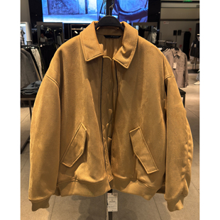 棉衣宽松绒面质感飞行员夹克外套 ZA男装 6318312 秋冬新品 柜529