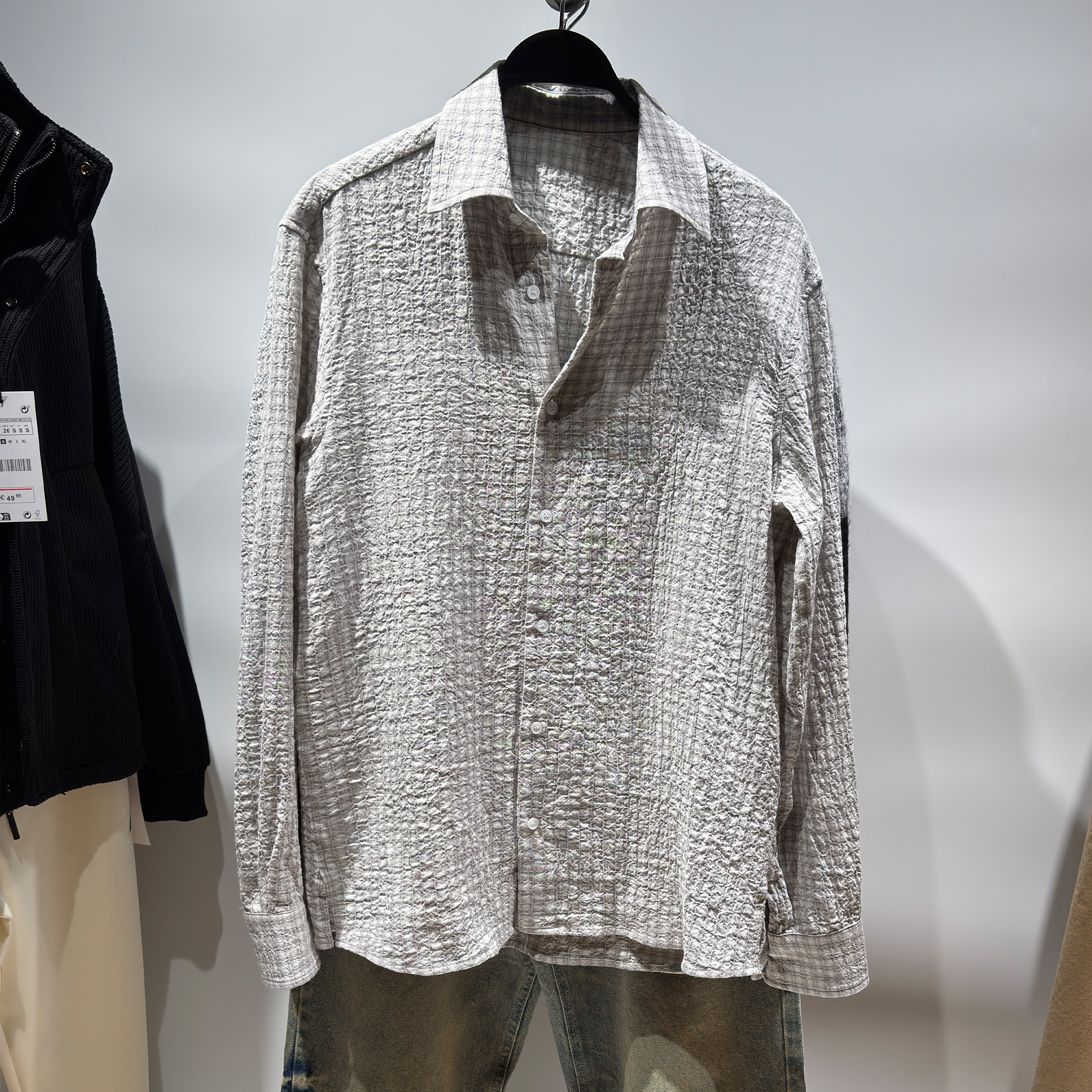 柜399！ZA春季新品 男装 宽松格子纹理翻领长袖衬衫 5854600 802,男装,衬衫,淘宝优惠券,粉丝福利购,淘宝优惠卷