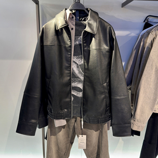 宽松翻领仿皮夹克PU皮衣拉链外套潮 柜429 男装 新品 4027300 春季