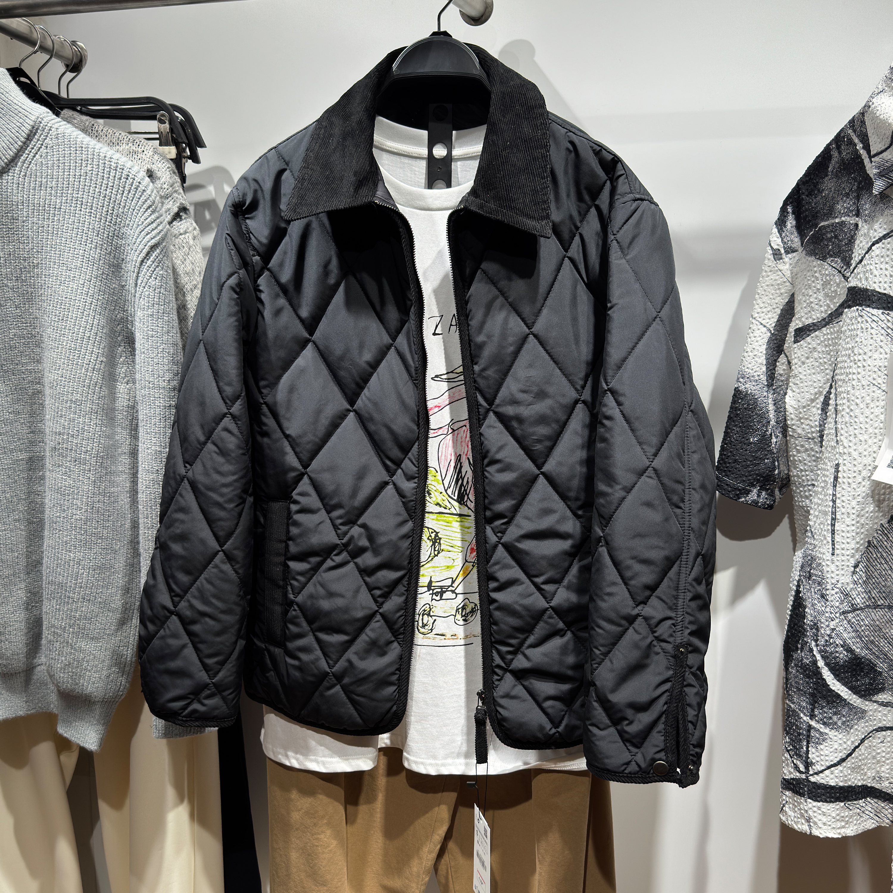 灯芯绒翻领拉链棉服夹克外套