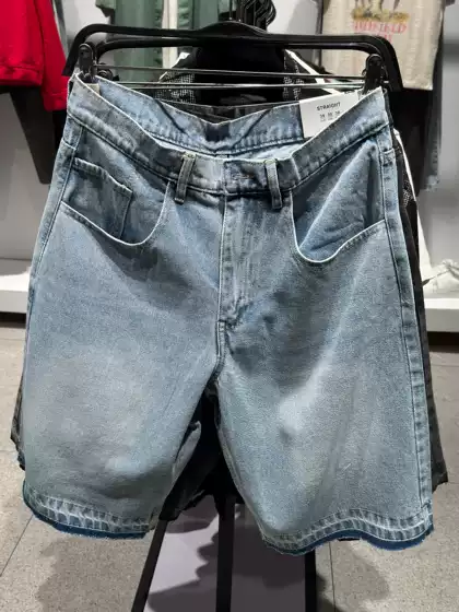 Cabinet 329!ZA Summer New Men's Relaxed Washed Cotton Denim Casual Cargo Shorts 3409450