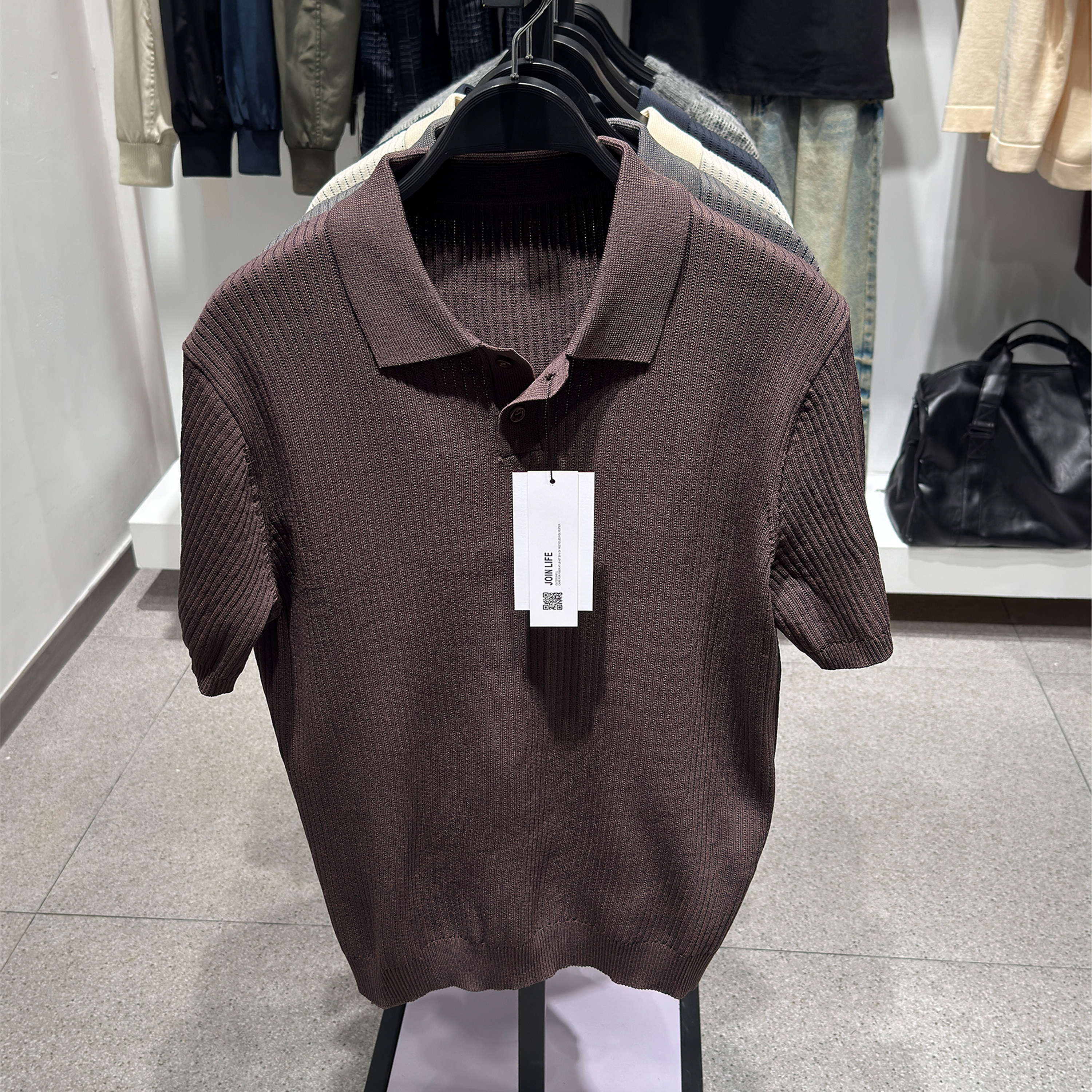 柜329！ZA夏新品 男装 棉质修身直筒罗纹针织POLO衫 2142430 717