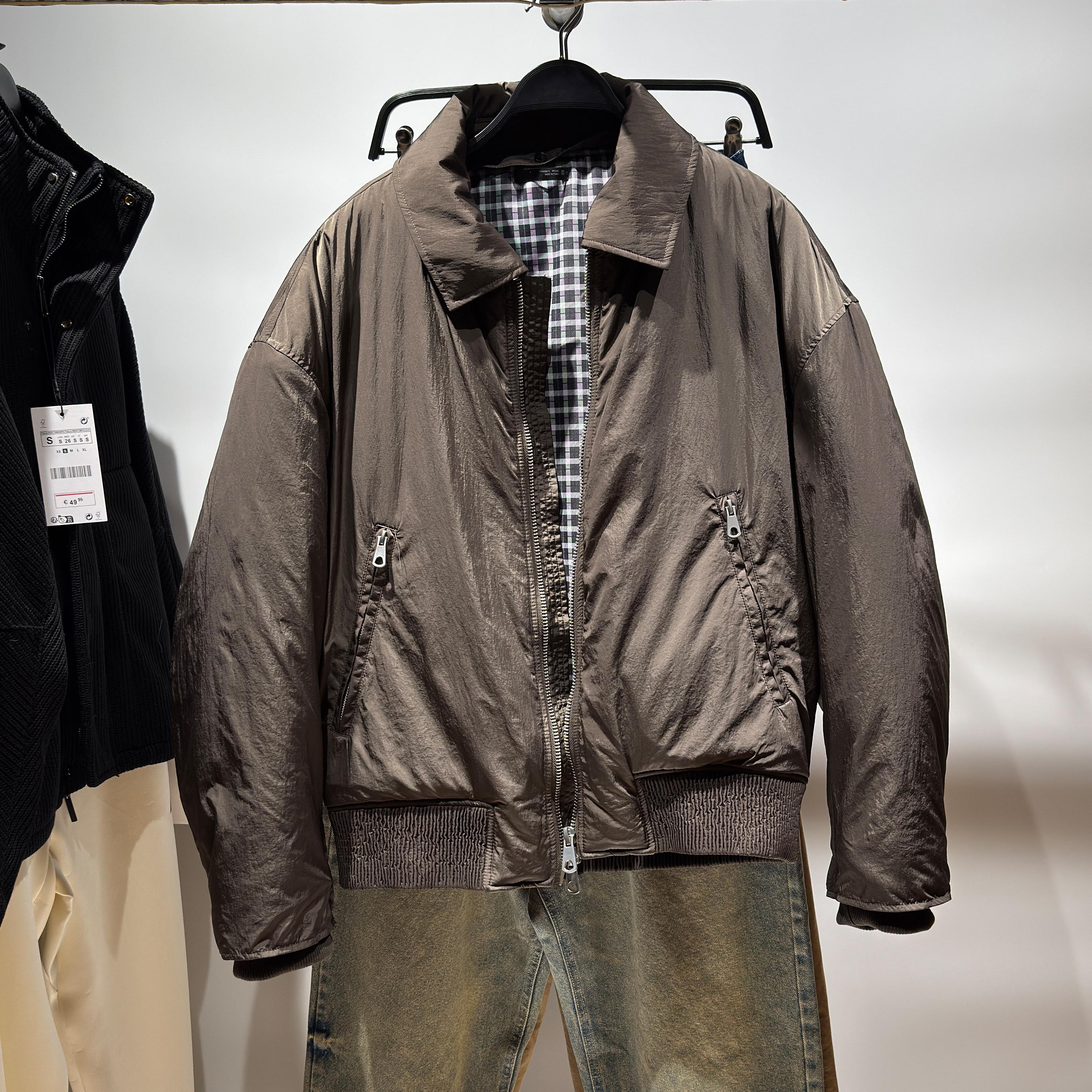 柜699！ZA冬季新品男装 短款撞色棉服飞行员夹克外套 7380400 716