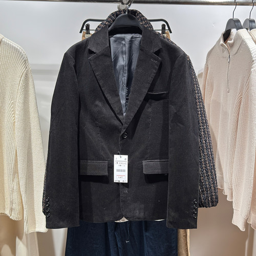 秋冬新款男装复古灯芯绒商务西装