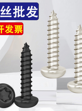 碳钢铁镀镍黑色圆头梅花自攻螺丝钉盘头M2M2.3M2.6M3*12x14x16x20