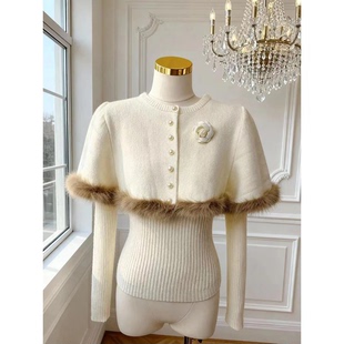 坎肩两件套套装 圆领毛衣毛针织衫 法式 公主家7290秋冬女时尚