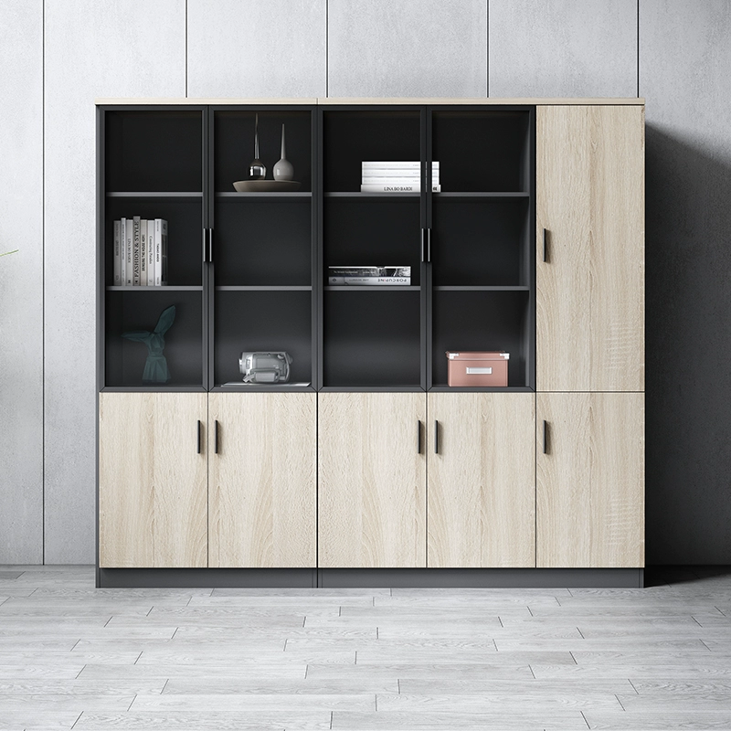 简约现代木质文件柜办公室书柜资料柜储物柜 带门落地文件柜档柜