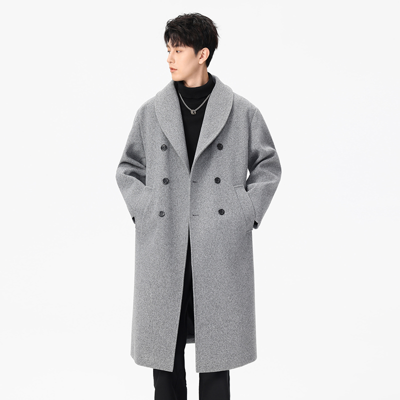中长款毛呢大衣男外套秋冬款风衣高个子大衣西装领轻熟风夹克褂子