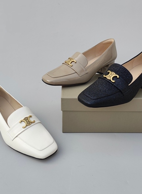 FEDERICA DI DONATO 新款方头粗跟单鞋女 百搭舒适乐福鞋