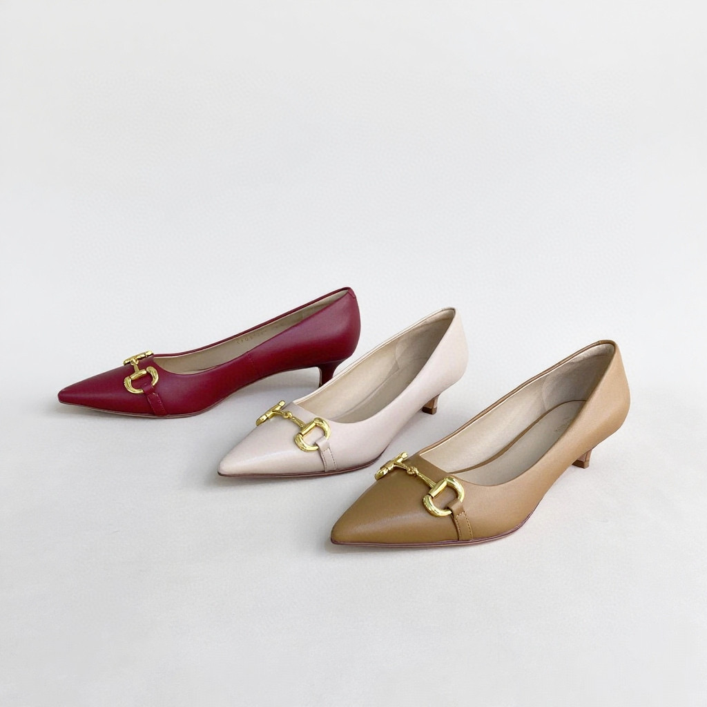 FEDERICA DI DONATO2025新款尖头马衔扣浅口羊皮气质单鞋女低跟鞋
