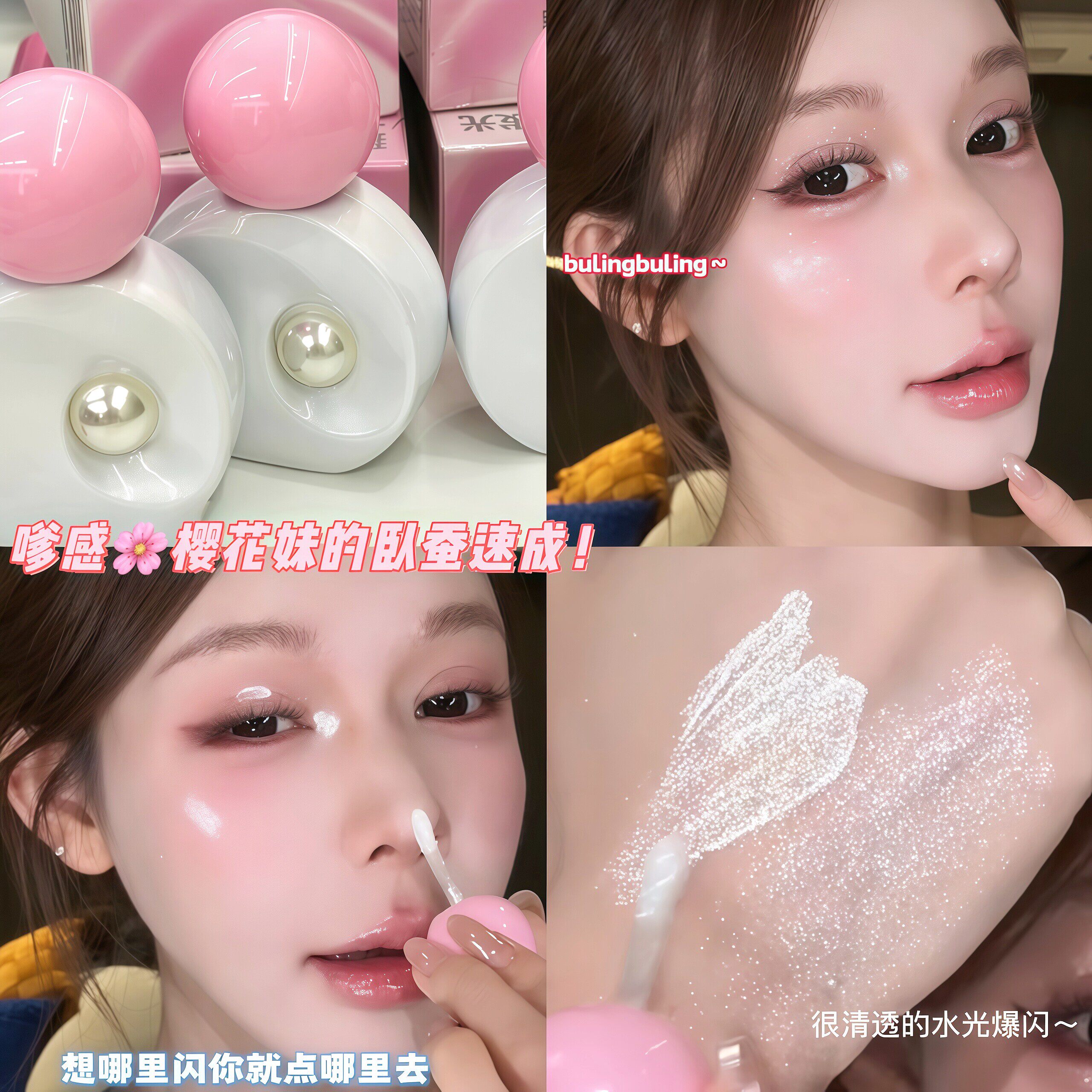 韩女泪光感卧蚕！小灯泡液体高光提亮液脸部缎光眼头面部水光平价