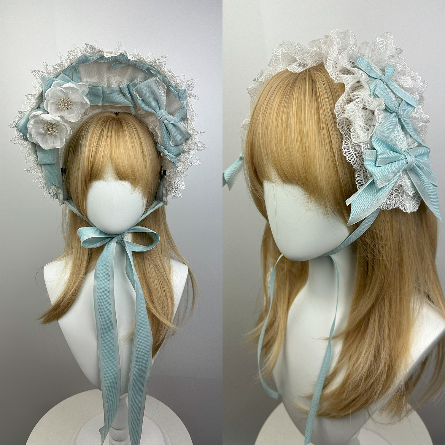 Lolita原创圣诞g浅蓝色蕾丝发夹