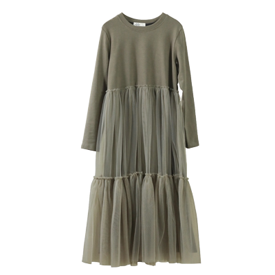 秋装网纱接拼公主裙女童连衣裙