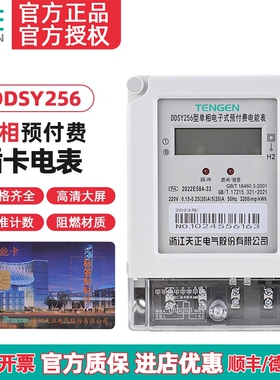 TENGEN天正 DDSY256插卡电表单相电子式预付费电能表IC卡磁卡火表