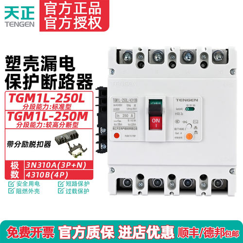 天正TGM1L-250L/4310 3N310漏电开关断路器带消防分励脱扣器200A - 封面