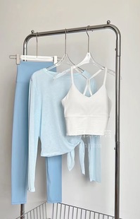 裸感高腰瑜伽裤 细带美背运动内衣 套装 轻薄微透高级感瑜伽服罩衫