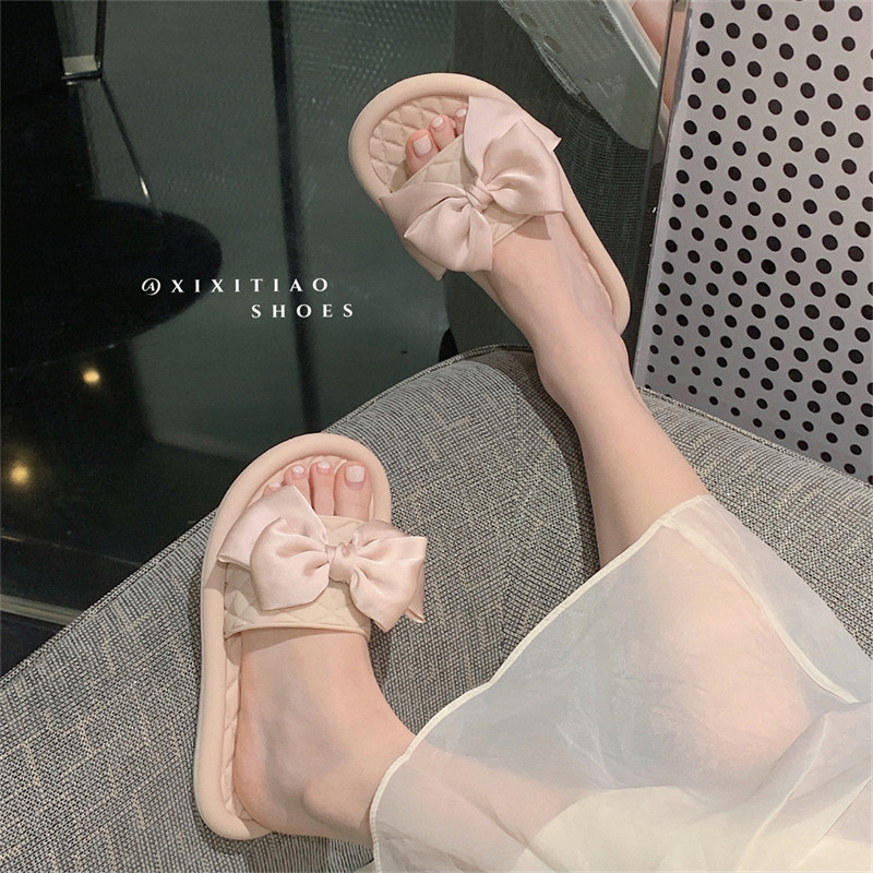 韩版可爱蝴蝶结拖鞋夏季学生时尚外穿海边度假防滑软平底凉拖鞋女,女鞋,一字拖,淘宝优惠券,粉丝福利购,淘宝优惠卷