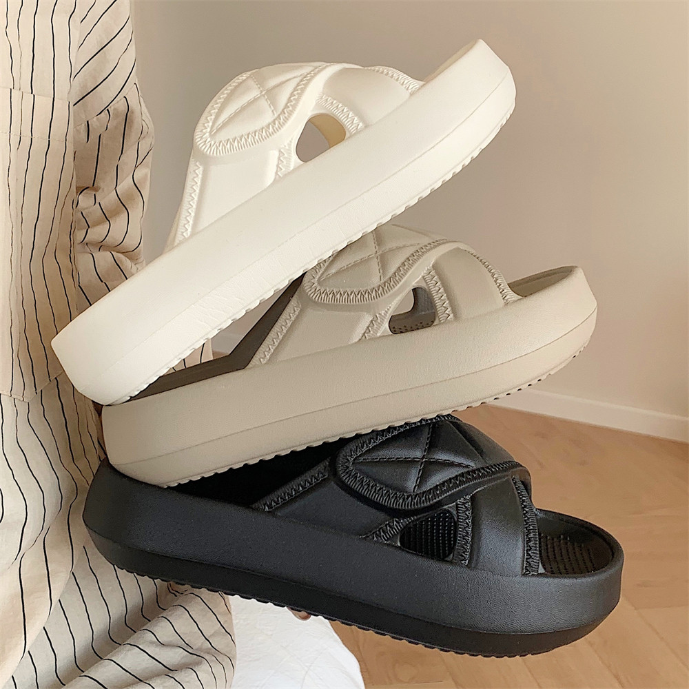 新款外穿防滑软底时尚交叉拖鞋女士海边休闲度假踩屎感沙滩拖鞋夏,女鞋,一字拖,淘宝优惠券,粉丝福利购,淘宝优惠卷