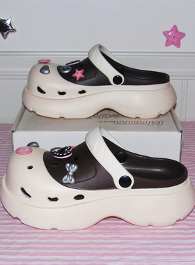 户外穿包头时尚蝴蝶结凉拖lo鞋女士甜酷少女心紫色防滑洞洞鞋夏季