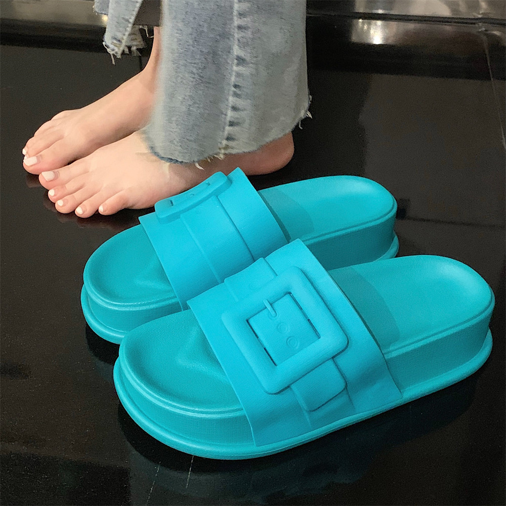 外穿休闲百搭网红新款方扣凉拖鞋女夏季创意增高厚底沙滩一字拖鞋,女鞋,一字拖,淘宝优惠券,粉丝福利购,淘宝优惠卷