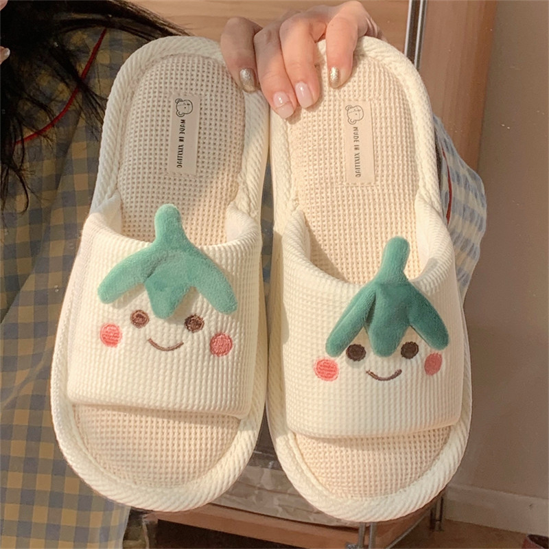 春秋棉麻拖鞋女士舒适软底室内家居地板拖鞋卡通创意蔬菜软底拖鞋,女鞋,一字拖,淘宝优惠券,粉丝福利购,淘宝优惠卷