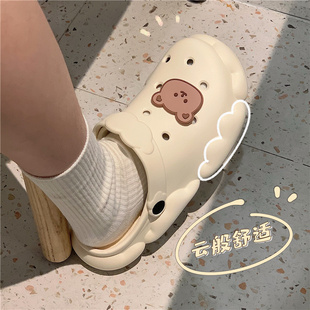 女夏天ins可爱卡通包头软厚底学生休闲居家外穿沙滩凉拖鞋 洞洞鞋