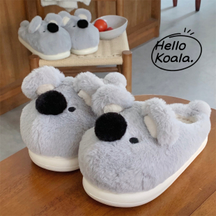 毛毛鞋 棉拖鞋 男女ins卧室家用保暖防滑厚底网红可爱考拉情侣冬季