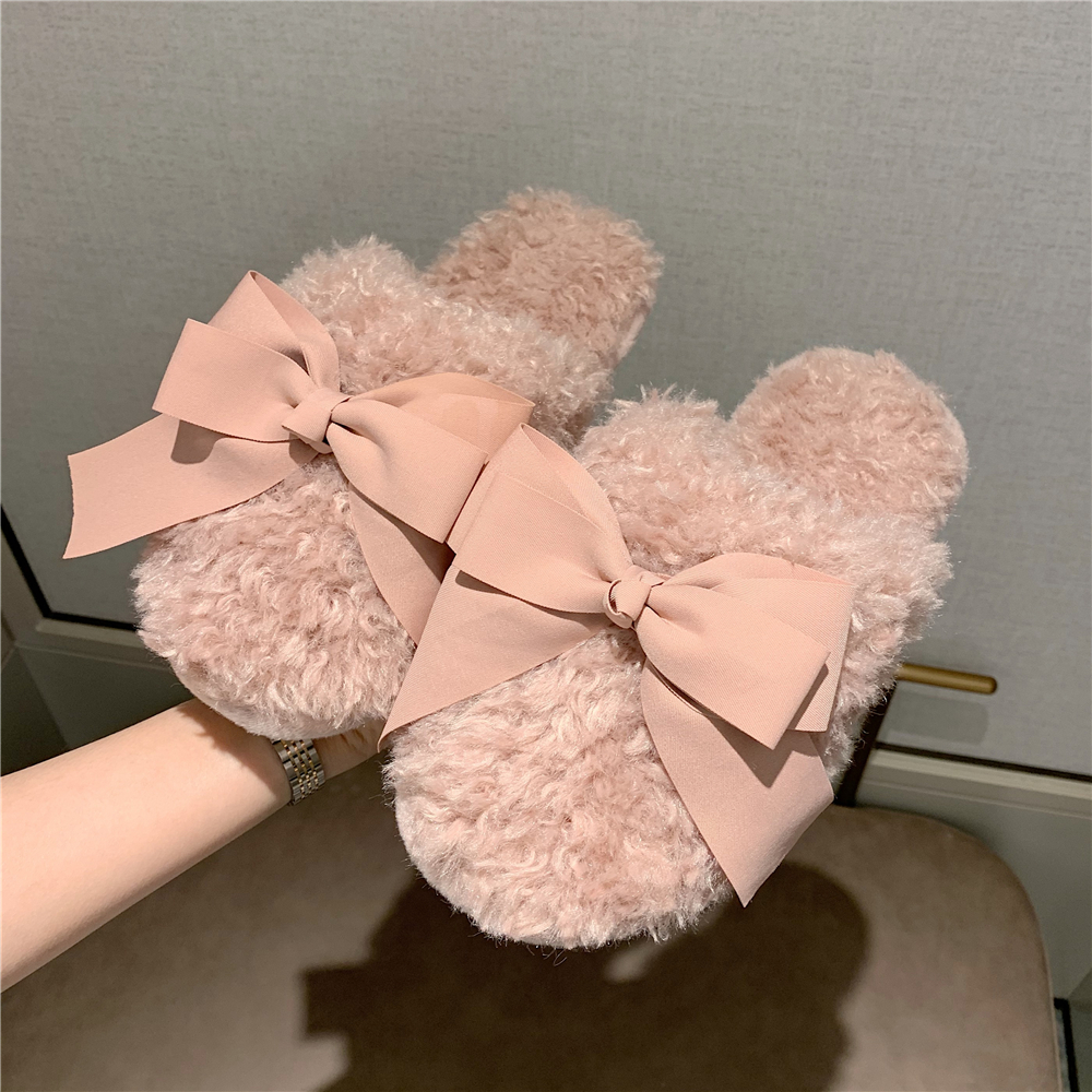 棉拖鞋女ins风可爱冬蝴蝶结保暖