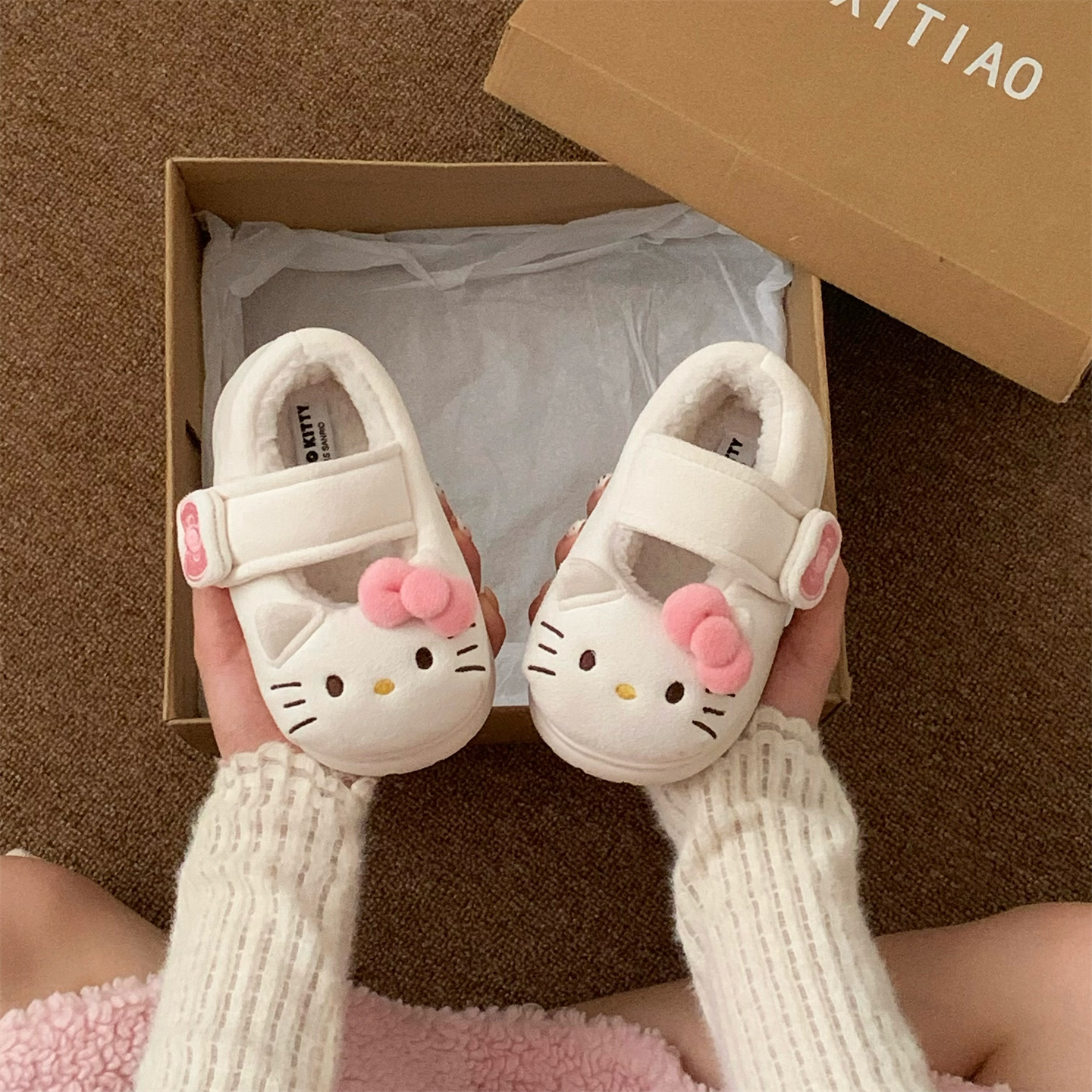 正版HelloKitty猫亲子玛丽珍棉鞋