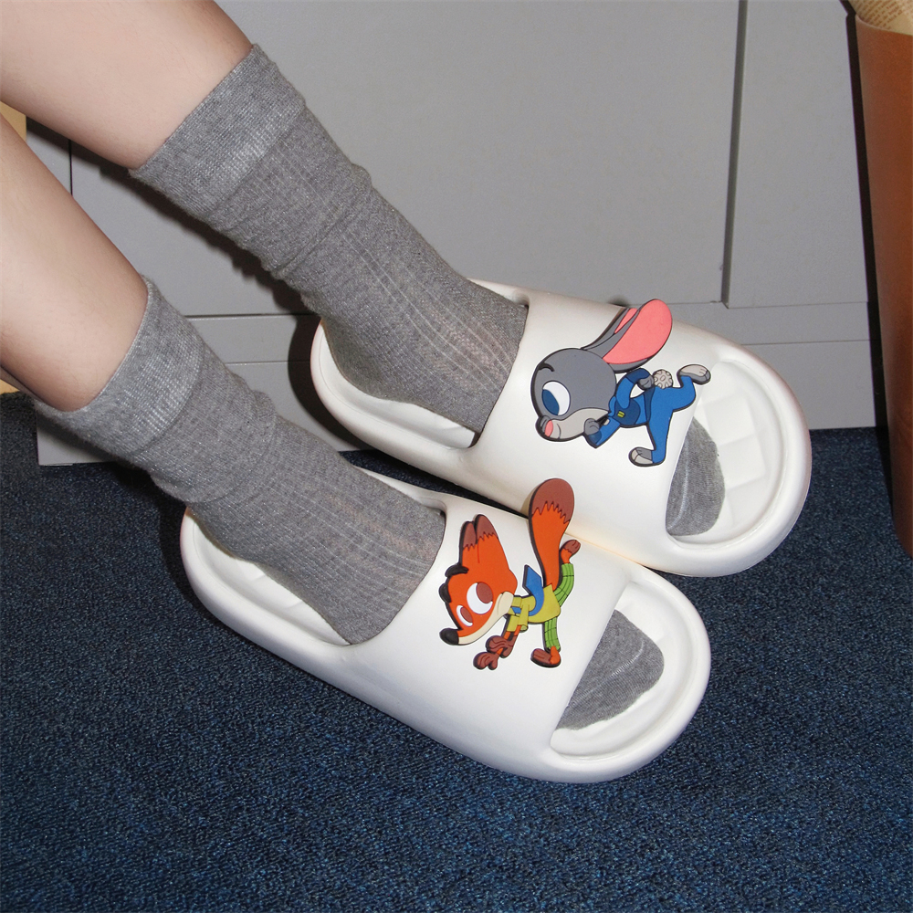 舒适防滑凉拖鞋迪士尼朱迪尼克男女夏少女心一字浴室居家软底拖鞋