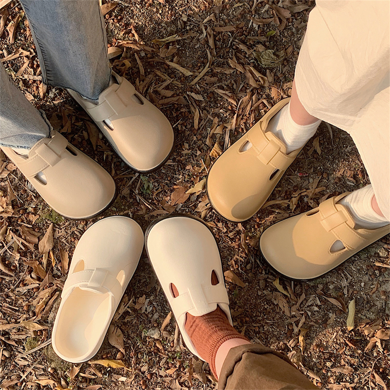 复古风时尚百搭防滑包头拖鞋女