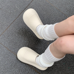 纯色厚底增高大头鞋 百搭时尚 女 网红外穿休闲懒人半拖鞋 防水春夏季