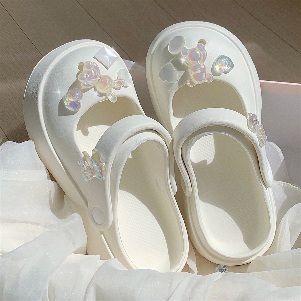 软萌可爱水晶小兔外穿防滑凉拖鞋