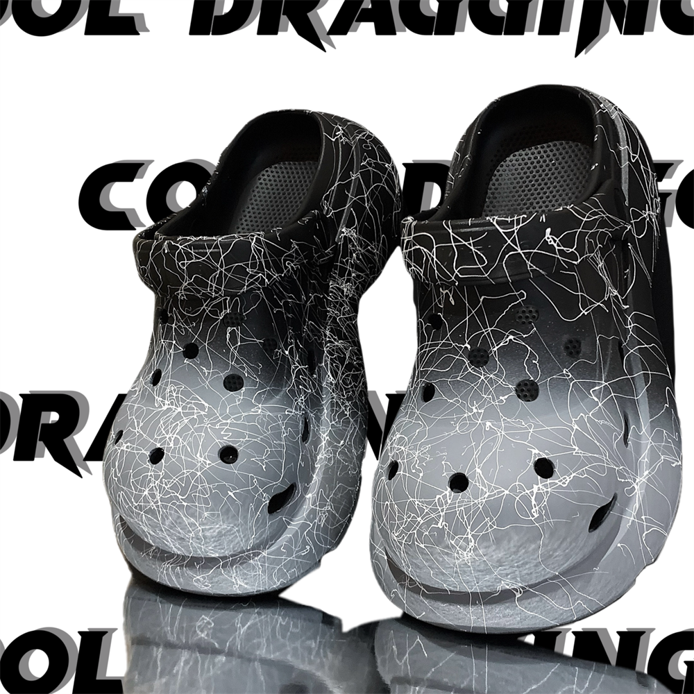 ins潮酷运动风防滑防臭舒适凉拖鞋夏季户外穿炫酷拉丝纹洞洞鞋女