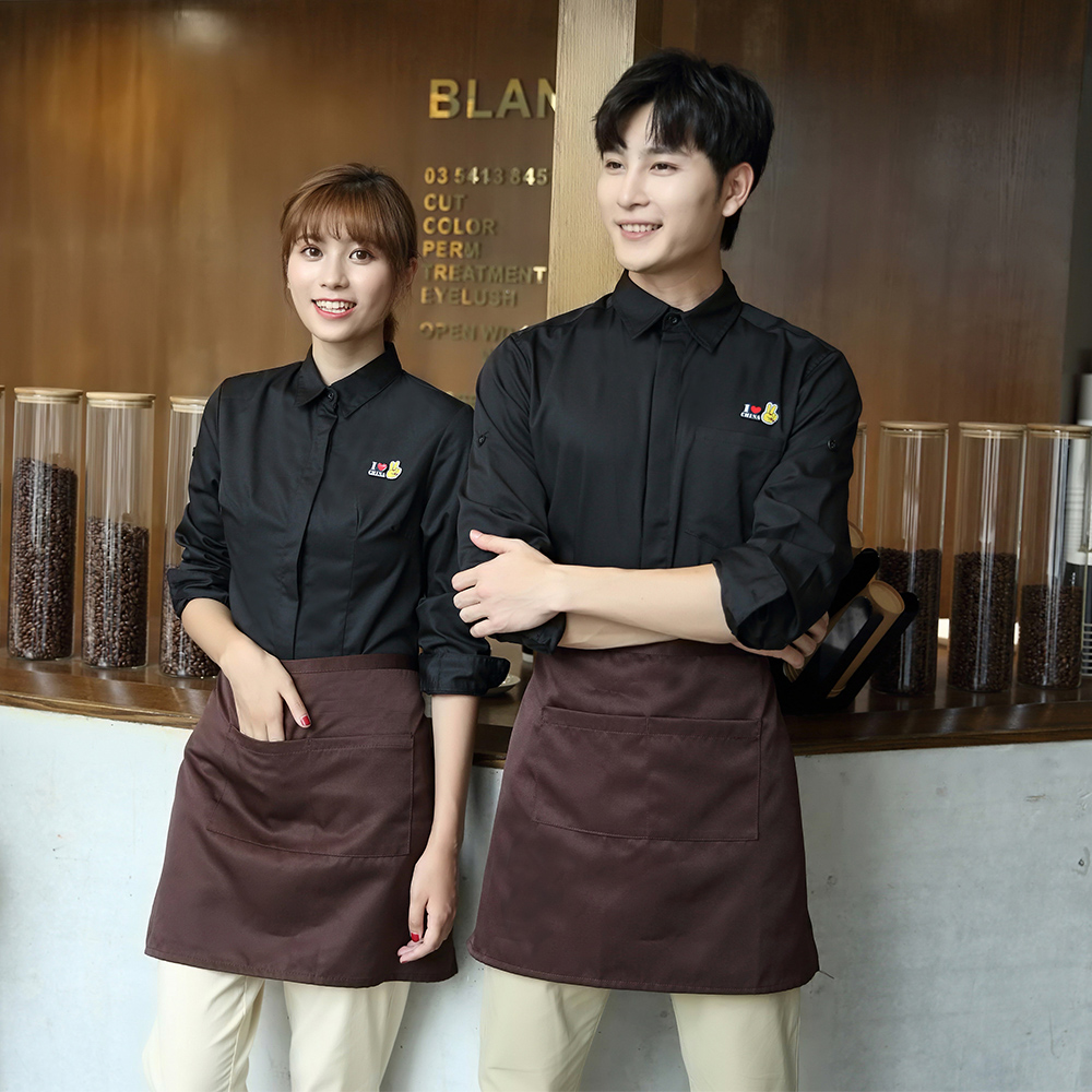 春秋长袖服务员衬衫纯色