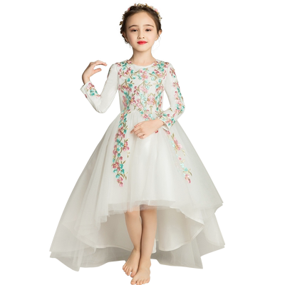 白色婚纱长袖春秋儿童演出服