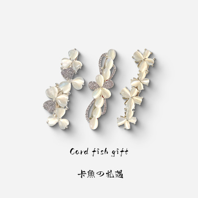 气质猫眼石蝴蝶发夹侧边鸭嘴夹高级感发卡夹子发饰边夹女士碎发夹