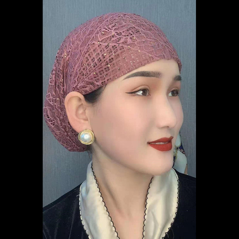春夏薄款透气时尚妈妈包头帽网红爆款穆斯纱巾帽中老年套头遮发帽