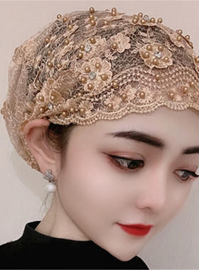 2021春夏薄款钉珠立体花朵帽子女