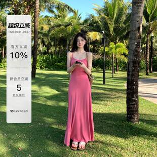 法式性感连衣裙女秋夏季吊带长裙修身包臀气质度假裙子