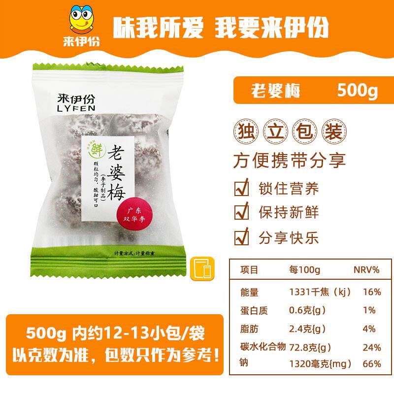 现货老婆梅500g独立小包装话梅肉蜜饯果干果脯梅子肉休闲零