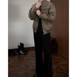 威尔士亲王千鸟格短夹克棉衣男秋冬季加厚设计感哈灵顿棉服外套