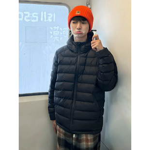 黑色排骨羽绒服男款冬季保暖防寒羽绒轻薄内胆棉衣高级感连帽棉服