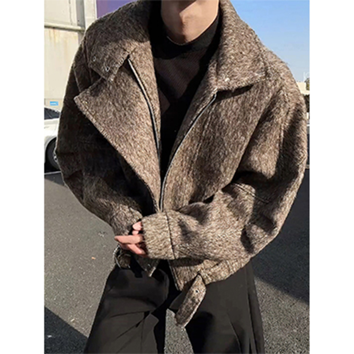 【全场五折】复古咖啡色毛呢大衣