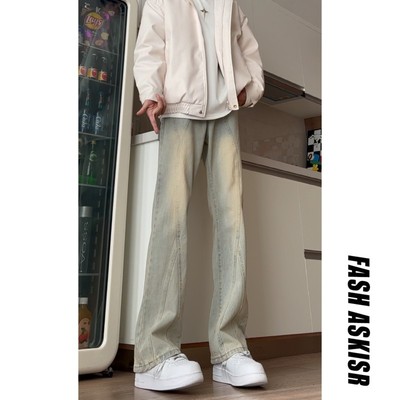 美式牛仔裤男款夏季复古修身裤子