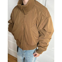 美式cleanfit廓形飞行员夹克棉服男款冬季加厚立领短款夹棉外套