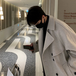 中长款英伦风韩版风衣外套男款秋冬季加厚高级感痞帅潮牌毛呢大衣