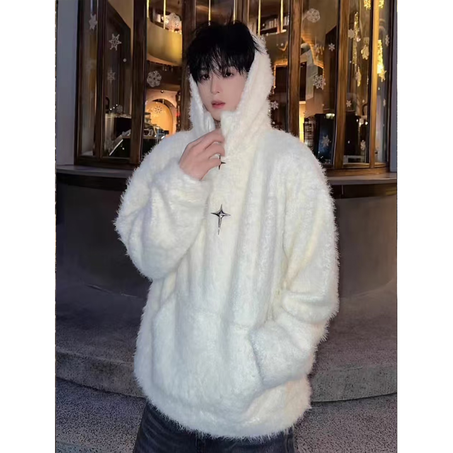 【全场五折】米白色半拉链毛衣潮