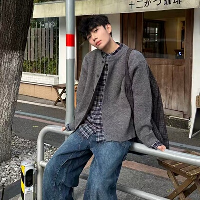 【全场五折】慵懒风格纹针织外套